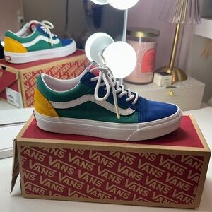 Vans Blue and Green Low-Top Sneakers